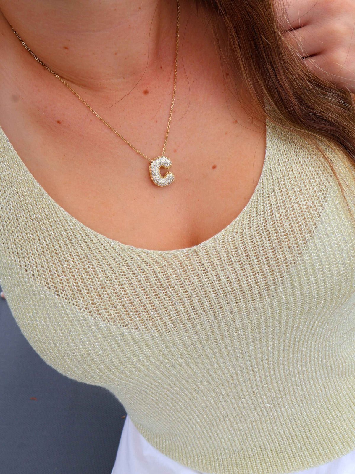 Collier initiale à strass