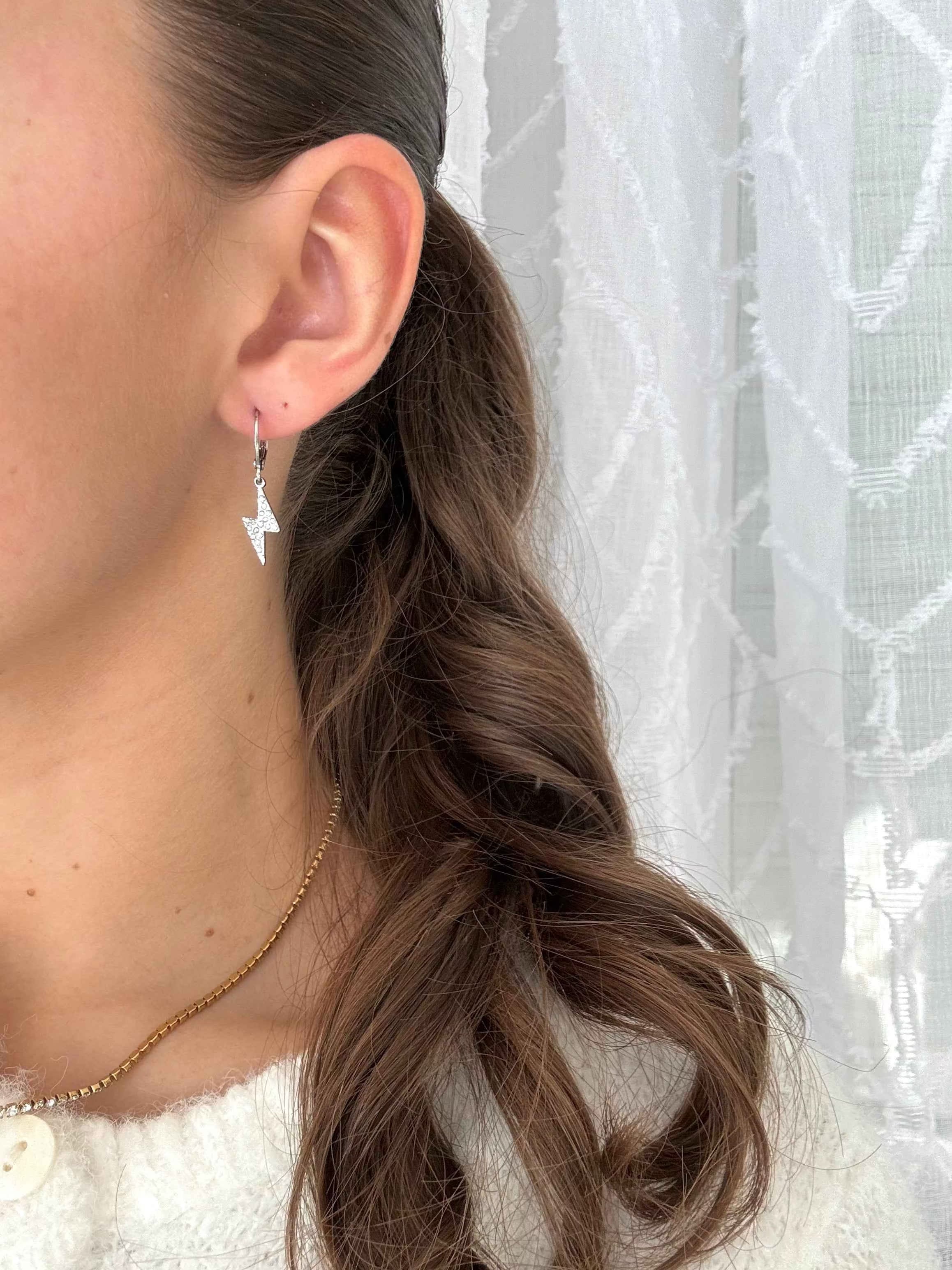 Boucles d'oreilles Éclairs argentées