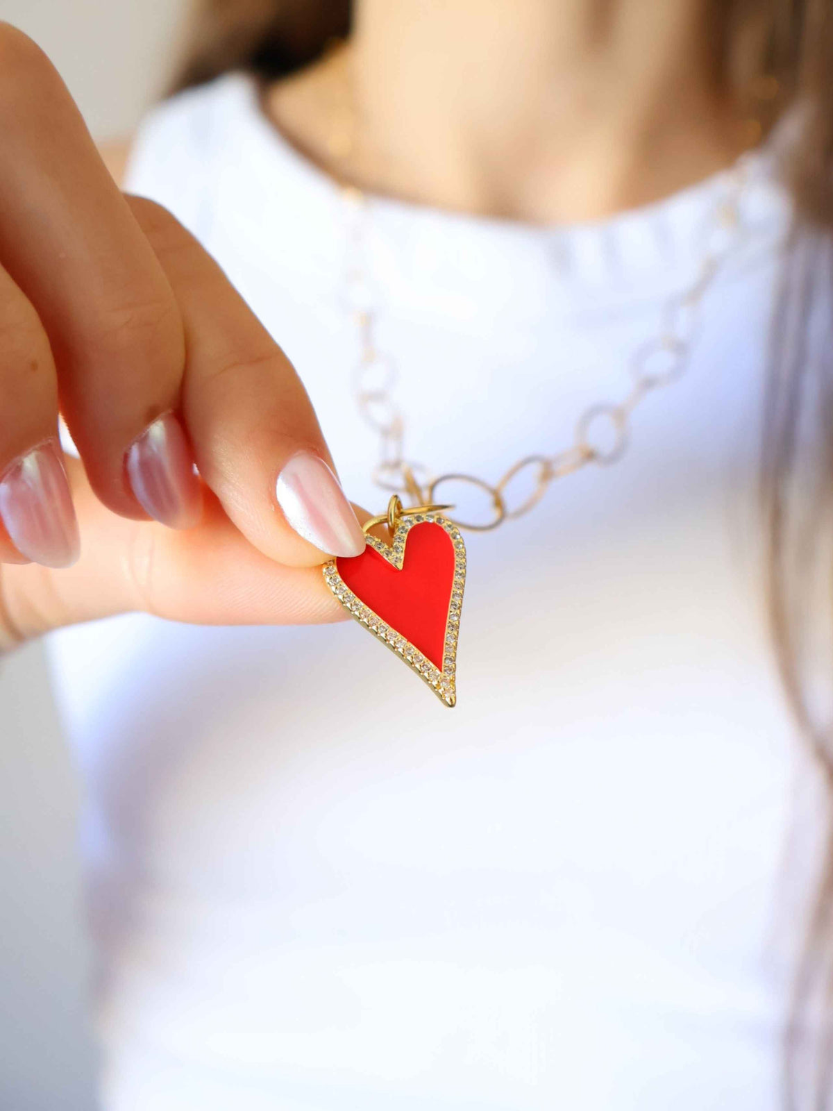Sautoir coeur rouge