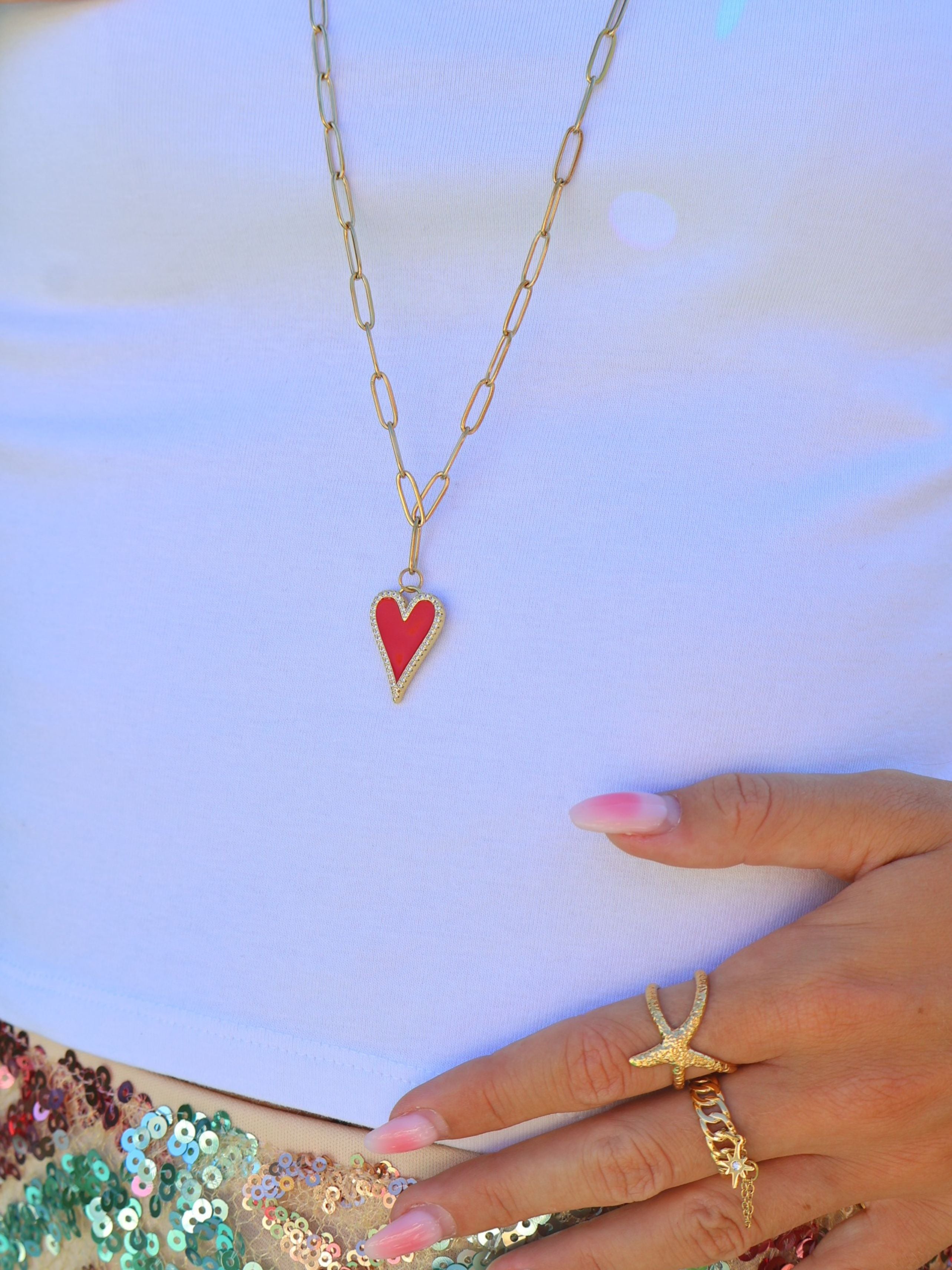 Collier Cœur rouge
