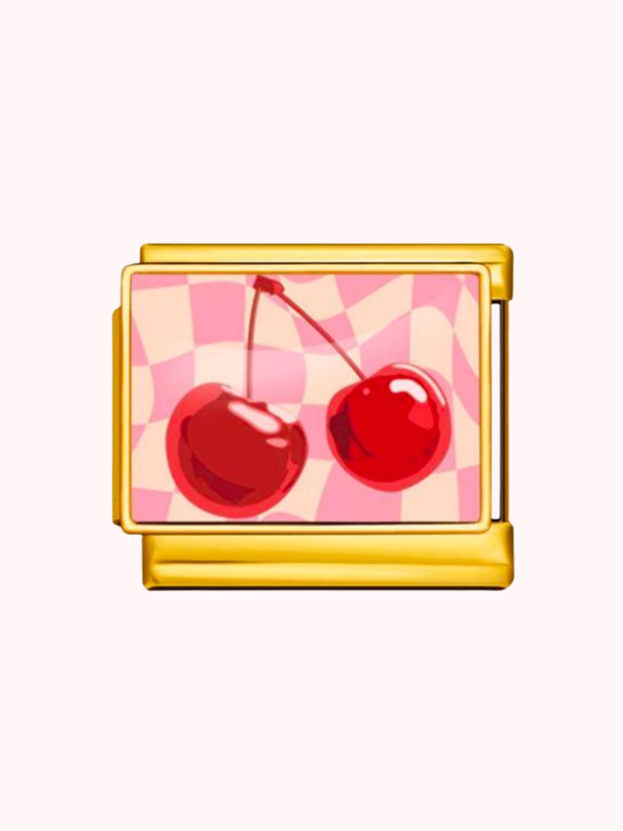 Cerise avec fond à carreaux